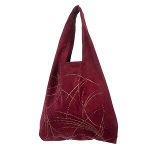 Cynthia Vincent Burgundy Suede Tote Bag